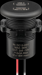 61692 2x caravan USB-C sockets, black