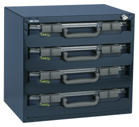 Skrzynka z przegródkami szerokość: 451mm wysokość: 403mm głębokość: 330mm PC, PP, stal Szary