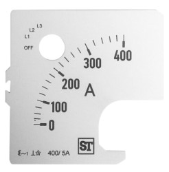 Podziałka analogowego amperomierza, 400A, do użytku z: Panelowy amperomierz analogowy 72 x 72