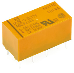 Przekaźnik sygnału, 12V dc, 3 A, DPDT, 2-polowy, montaż PCB, Panasonic DS