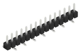 Pin header, 15 pole, pitch 2.54 mm, angled, black, 10047070