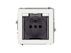 DECO Mechanizm gniazda bryzgoszczelnego z uziemieniem 2P+Z (klapka dymna, przesłony torów prądowych) biały mat 25DGPB-1zdp KARLI