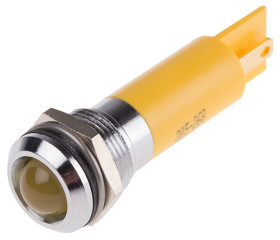 Lampka kontrolna do montażu panelowego 130V ac, Żółta 12mm LED Chrom RS PRO
