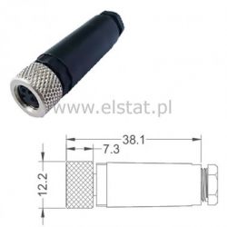 Złącze proste żeńskie M8, 4P skręcane