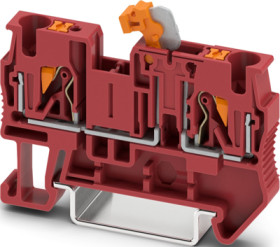Knife disconnect terminal, push-in connection, 0.5-6.0 mm², 2 pole, 20 A, 6 kV, red, 1754664