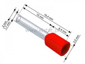Końcówka rurkowa izolowana 1,5 L= 10mm ( 100szt )