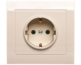 KIER Gniazdo pojedyncze z/u Schuko z przesłonami beżowe GP-1WSP/01