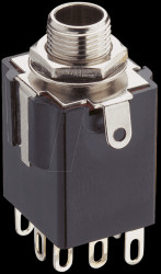 1505 01 Jack panel socket, 6.35 mm, stereo, 3-pin