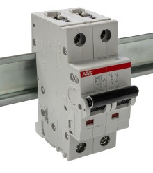 Wyłącznik nadprądowy MCB, Typ K, 2-biegunowy, 25A, 400V, 125V, na szynę DIN, ABB S202-K25, S200