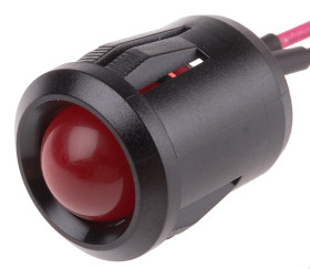 Lampka kontrolna do montażu panelowego 24V dc, czerwona 14mm Dioda LED migająca Czarny Wyprowadzenia RS PRO