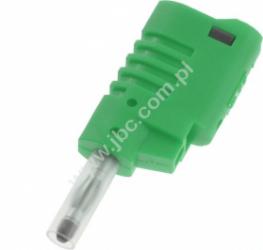 1086-GN Wtyk 4mm, z tuleją ruchomą i dodat. gniazdem 4mm do połączeń wieżowych, przył.przykręcane, zielony, ELECTRO-PJP, 1086GN,