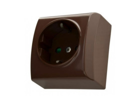 BIS Gniazdo pojedyncze z uziemieniem schuko z przesłonami torów prądowych brązowy GN-1BSP/24 OSPEL