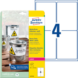 L4774-8 Film labels, water-resistant, 99.1 x 139 mm, 32 pieces, white