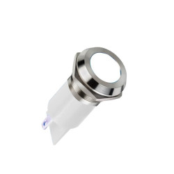 Lampka kontrolna do montażu panelowego 24V dc, biała 22mm LED Faston, oczko lutownicze APEM