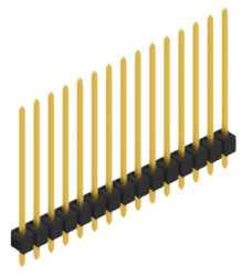 Pin header, 15 pole, pitch 2.54 mm, straight, black, 10048888