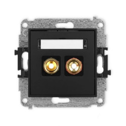 ICON Mechanizm gniazda głośnikowego pojedynczego (typu banan - czerwony i czarny, pozłacany, 4 mm2, skręcany) czarny mat 12IGG-4