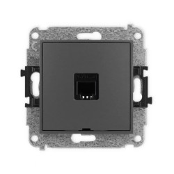ICON Mechanizm gniazda telefonicznego pojedynczego 1xRJ11, 4-stykowy, beznarzędziowe, bez pola opisowego grafitowy mat 28IGTBO-1