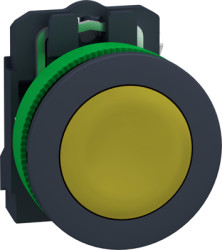 Pushbutton, unlabeled, unlit, groping, 1 Form A (N/O), waistband round, yellow, front ring gray, mounting Ø 30.5 mm, XB5FA51