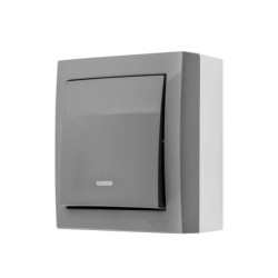 Simon Aquaclick Przycisk zwierny z podświetleniem bez piktogramu, 10 AX, 250 V, zaciski śrubowe szary ACP1L/16