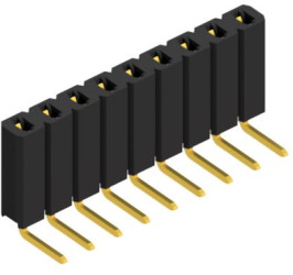 Socket header, 9 pole, pitch 2.54 mm, angled, 10026520