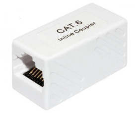Łącznik modularny beczka 2xRJ45 8P8C kat.6 nieekranowany UTP biały