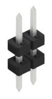 Pin header, 2 pole, pitch 2 mm, straight, black, 10062838