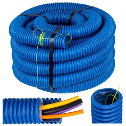 Rura karbowana AROT 40mm dwuwarstwowa osłonowa do ziemi peszel z pilotem 450N HDPE niebieska 10m RDG ELMARK