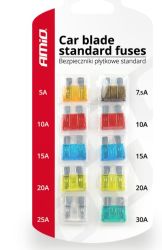 Zestaw bezpieczników samochodowych 5-30A (10szt)