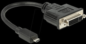 65563 Micro HDMI-D plug > DVI 24+5 socket, 20 cm