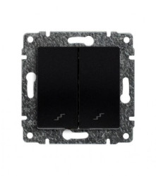 VENA Łącznik podwójny schodowy z klawiszem bez ramki 16AX250V czarny mat 510919
