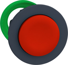 Pushbutton, unlabeled, unlit, groping, waistband round, red, front ring dark gray, mounting Ø 30.5 mm, ZB5FL4