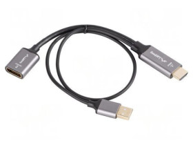 AD-HD-DP-02 Adapter DisplayPort gniazdo,HDMI wtyk,USB A wtyk 0,2m czarny