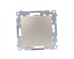 Simon 54 Łącznik jednobiegunowy z podświetleniem, szybkozłącza, złoty mat DW1L.01/44