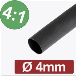 Quadrios 24CA296 Heatshrink adhesive Black 4mm 4:1 Sold per metre