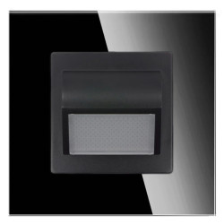 Lampka schodowa LED 230V 1W, światło białe 4500K - szklana ramka - czarny - Tawoia Glass