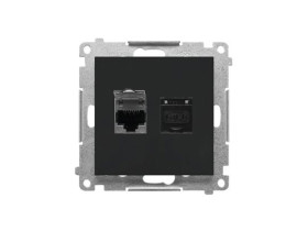 SIMON 55 Gniazdo komputerowe podwójne RJ45 kat. 6 ekranowane z przesłoną czarny mat T62E.01/149 KONTAKT SIMON