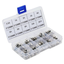 Zestaw bezp. WTA 5x20mm 100szt 200mA/1A/2A/5A/10A/15A/20A/30A