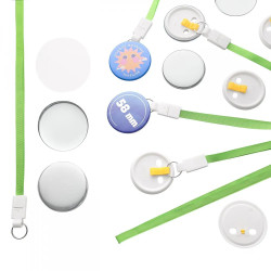 Przypinki 58mm ze smyczą zielone zestaw 50 sztuk