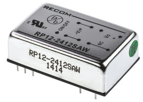 Konwerter DC/DC RP12-AW, Uwe 36V dc, Uwe 9V, Uwy 12 V dc, Recom 1 A 12 W -40 °C 65 °C Otwór przelotowy