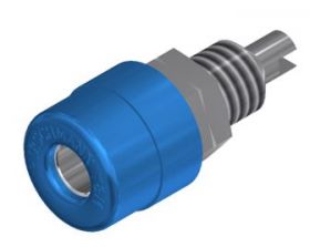 BIL 20 BL Gniazdo izolowane, 4mm, mont.M6x0.75, przyłącze lutowane, max. grubość ścianki 2mm, niebieskie, UL 94 V-2, Hirschmann,