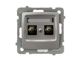 KARO Gniazdo ekwipotencjalne podwójne srebrny perłowy GPE-2S/m/43 OSPEL