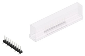 Pin header, 9 pole, pitch 2.54 mm, angled, black, SLLP5SMD0519ZSM