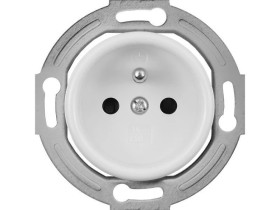 Gniazdo pojedyncze 2P+Z Retro 16A-250V~, zaciski śrubowe, białe