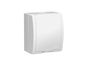 AQUARIUS Gniazdo pojedyncze z uziemieniem i przesłonami n/t IP54 białe AQGZ1z/11 KONTAKT SIMON