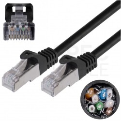 Patchcord S/FTP kat.7 PiMF kabel sieciowy LAN 2x RJ45 linka bezhalogenowy LSOH czarny 1m NEKU
