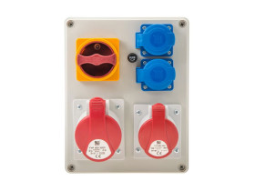 Rozdzielnica budowlana z wyłącznikiem L-0-P (lewo prawo) R-BOX240 1x32A/5p/400V 1x16A/5p/400V 2x16A/3p/250V IP44 B.1095 PAWBOL