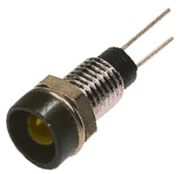 Lampka kontrolna do montażu panelowego 2V, Żółta 6.1mm LED Czarny Wyprowadzenia Bulgin