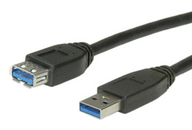 Kabel USB Złącze A USB A Złącze B USB A dł. 800mm Przewód przedłużający USB USB 3.0 kolor: Czarny