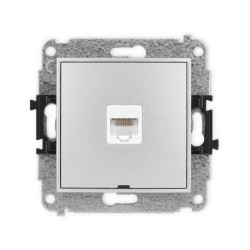 ICON Mechanizm gniazda komputerowego pojedynczego 1xRJ45, kat. 5e, 8-stykowy, bez pola opisowego srebrny metalik 7IGKBO-1