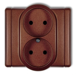 FLEXI Gniazdo podwójne b/u brązowy metalik 9FGP-2p